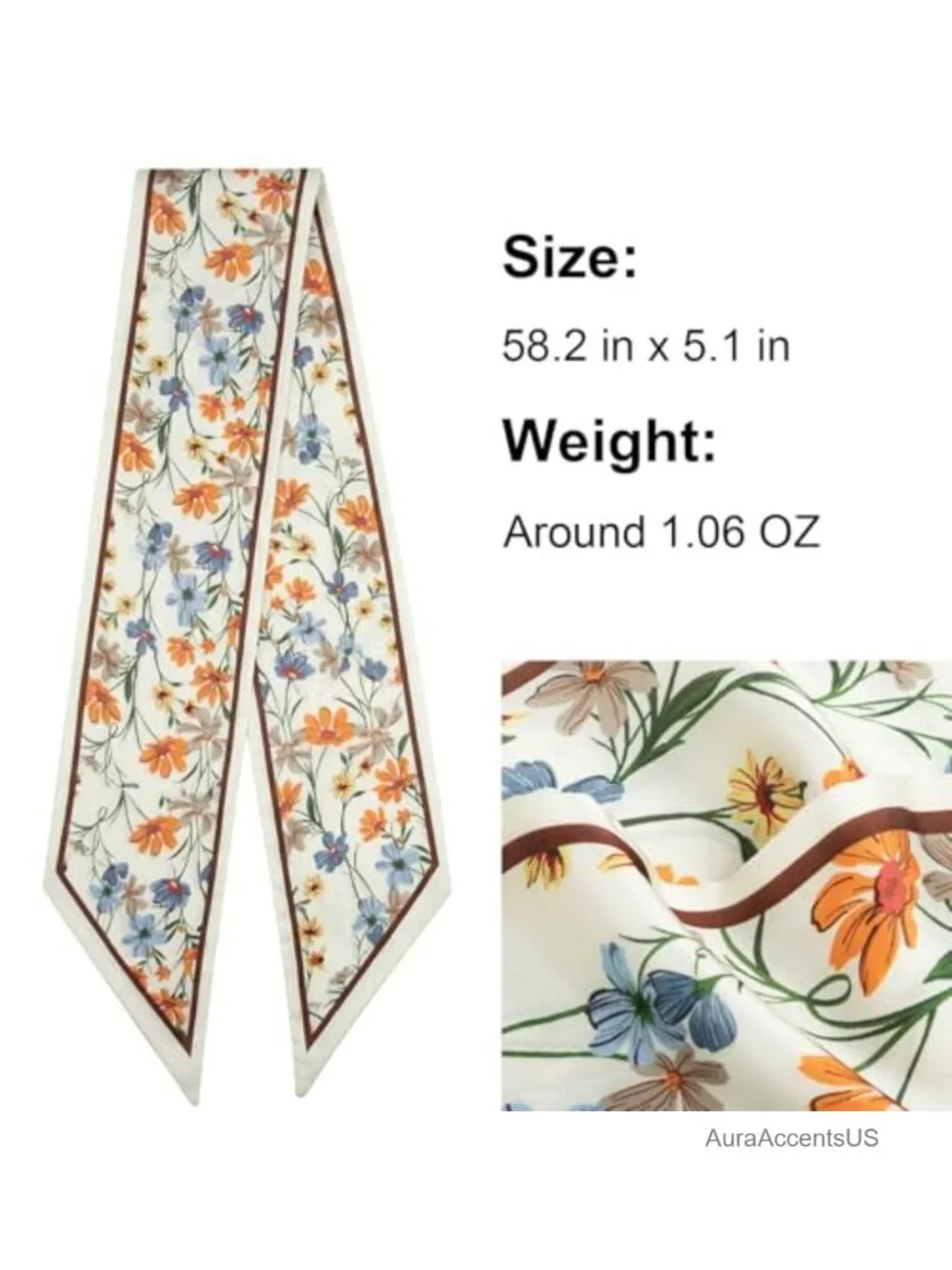 Polyester Like Silk Hair Scarf Twilly Headband Neck Scarf Purse Accessory
